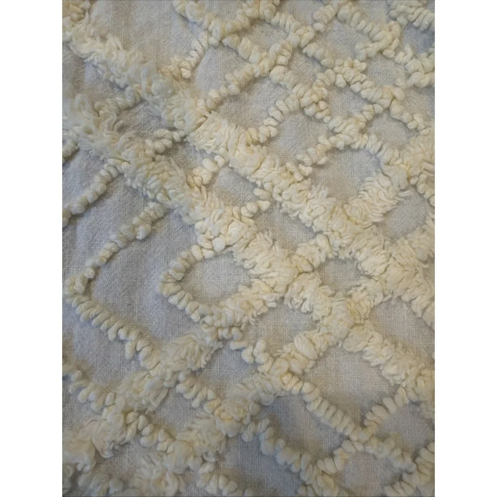 Vtg Cabin Crafts Needletuft Original Chenille Twin Bedspread 80X108 Lt Yellow